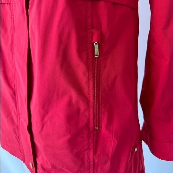 Cole Haan Women's Packable Mid Length Hooded Rain Jacket Red XS NWOT - Picture 14 of 15